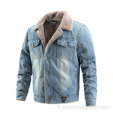 Veste de denim doublée d&#39;hiver d&#39;hiver personnalisé OEM